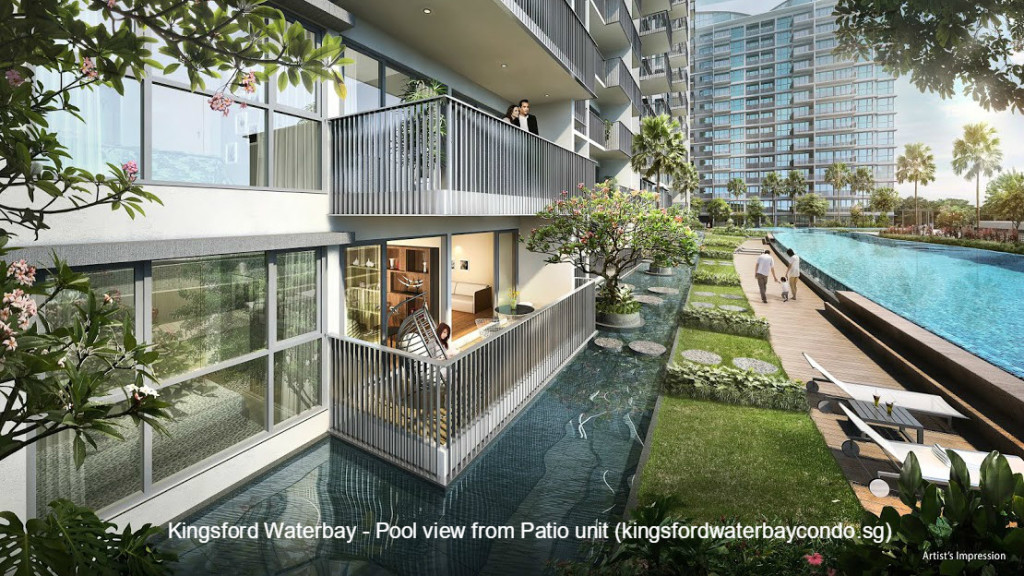 Kingsford Waterbay - Pool view from Patio unit (kingsfordwaterbaycondo.sg)